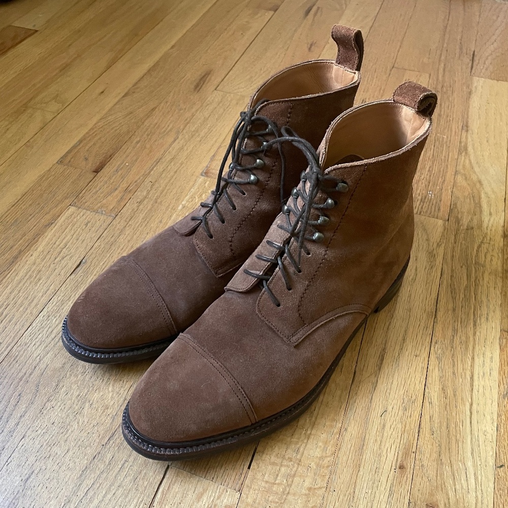 Meermin Mallorca Men’s 10.5 D Tan Snuff Suede Captoe Boots
